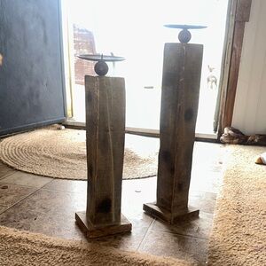 Rustic Wooden Candle Holders